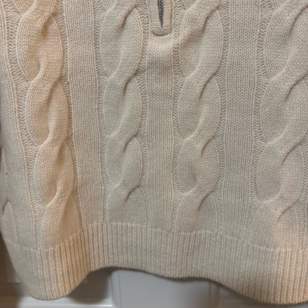 NWOT $168 Everlane THE CABLE HALF-ZIP Wool in Beige Size XS - Picture 4 of 12